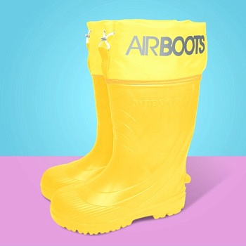Резиновые сапоги AirBoots с меховыми вкладышами, цвет желтый - Обувь ЭВА для мужчин, женщин и детей от производителя Колесник
