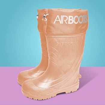Сапоги резиновые детские Airbootskids с меховыми вкладышами, цвет пудровый - Обувь ЭВА для мужчин, женщин и детей от производителя Колесник
