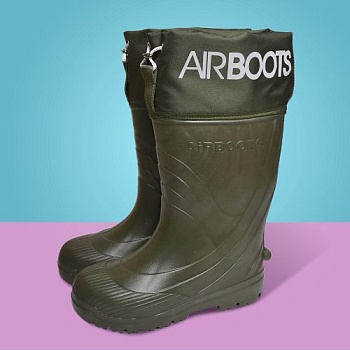 Резиновые сапоги AirBoots с меховыми вкладышами, цвет оливковый - Обувь ЭВА для мужчин, женщин и детей от производителя Колесник