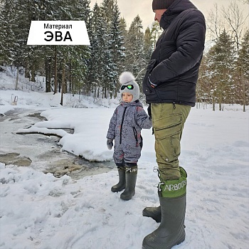 Сапоги резиновые детские Airbootskids с меховыми вкладышами, цвет оливковый - Обувь ЭВА для мужчин, женщин и детей от производителя Колесник