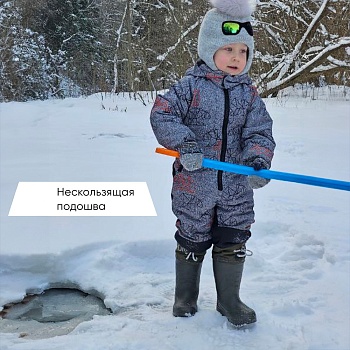 Сапоги резиновые детские Airbootskids с меховыми вкладышами, цвет оливковый - Обувь ЭВА для мужчин, женщин и детей от производителя Колесник