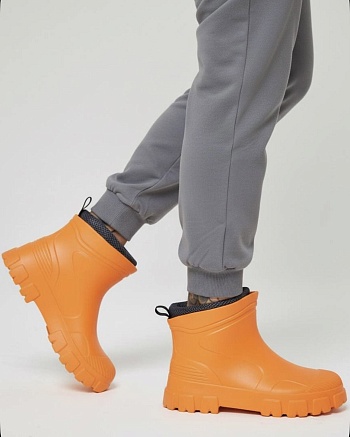 Сапоги резиновые утеплённые полусапожки, цвет оранженвый - Обувь ЭВА для мужчин, женщин и детей от производителя Колесник