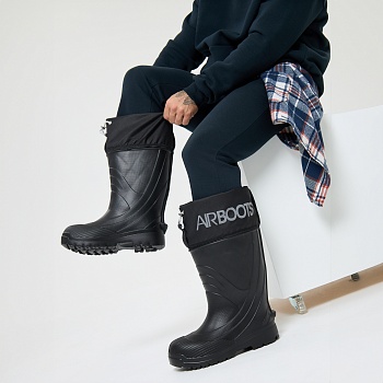 Резиновые сапоги AirBoots с меховыми вкладышами, цвет черный - Обувь ЭВА для мужчин, женщин и детей от производителя Колесник