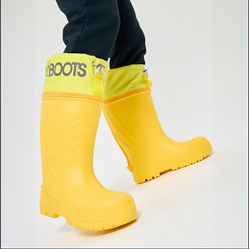 Резиновые сапоги AirBoots с меховыми вкладышами, цвет желтый - Обувь ЭВА для мужчин, женщин и детей от производителя Колесник
