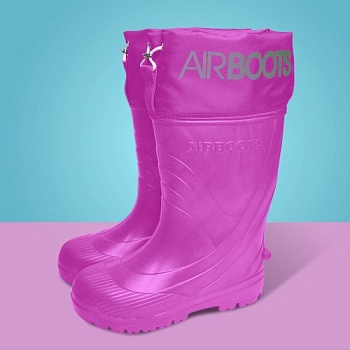 Сапоги резиновые детские Airbootskids с меховыми вкладышами, цвет фуксия - Обувь ЭВА для мужчин, женщин и детей от производителя Колесник