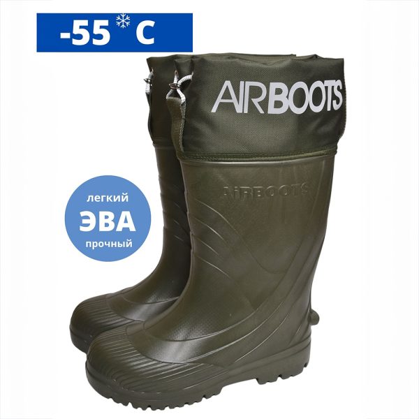 Резиновые сапоги AirBoots с меховыми вкладышами цвет оливковый - ЭВА обувь для мужчин и женщин от компании Колесник